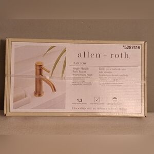 Bath Faucet Single Handle Gold Allen + Roth #5287416 New